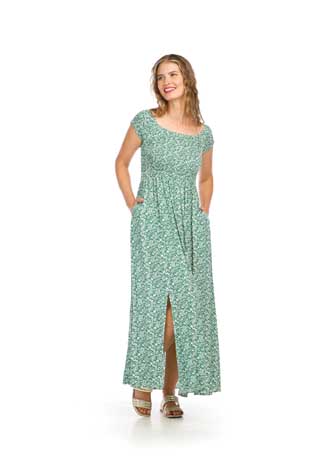 PD-16654 - FLORAL SMOCKED OFF THE SHOULDER MAXI DRESS WITH POCKETS - Colors: AS SHOWN - Available Sizes:XS-XXL - Catalog Page:29 